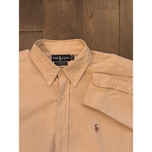 Ralph Lauren Yarmouth Shirt Mens Size 17 Orange‎ Button Up Oxford Flesh Pony L/S